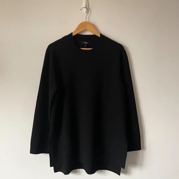 Theory Knit Tunic Empire Fine Merino Wool Tunic Sweater Black Size Large - Picture 5 of 10
